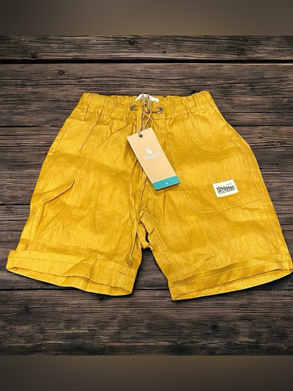 New kids size 6 butterscotch yellow linen shorts